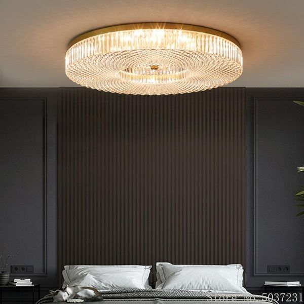 

ceiling lamp brass luxury crystal bedroom round room master lighting lamps living lights