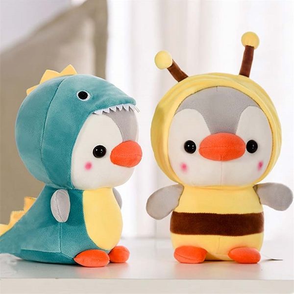 Doldurulmuş Hayvanlar Peluş Oyuncaklar Kawaii Yumuşak Bebek Dress Up Zürafa Kurbağa Dinozor Çocuklar Plushie Kızlar Hediye 210728