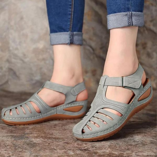 

women sandals 2021 summer leather vintage buckle casual sewing retro sandalias female ladies platform shoes 36-43, Black
