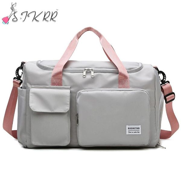 

s.ikrr casual nylon travel bag woman handbags multifunction wet dry separation with shoe position sports large luggage bags duffel