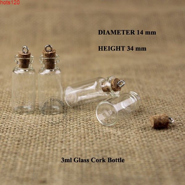 50 teile/los 3 ml Mini Glas Kork Flasche Leere Kleine Wunsch Fläschchen 1/10 UNZEN Geschenk Probe Glas nachfüllbar Frauen Kosmetik Packaginghood menge