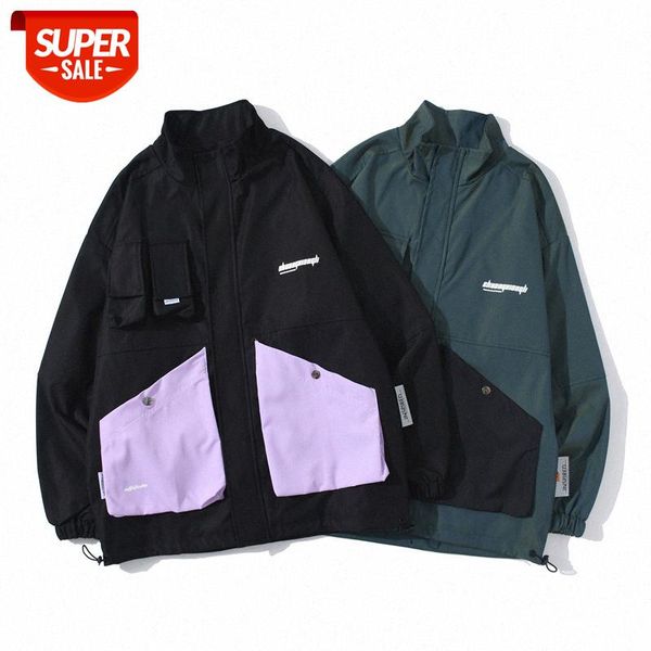 

men's street loose trend hip-hop printed jacket windbreaker #s85l, Black;brown