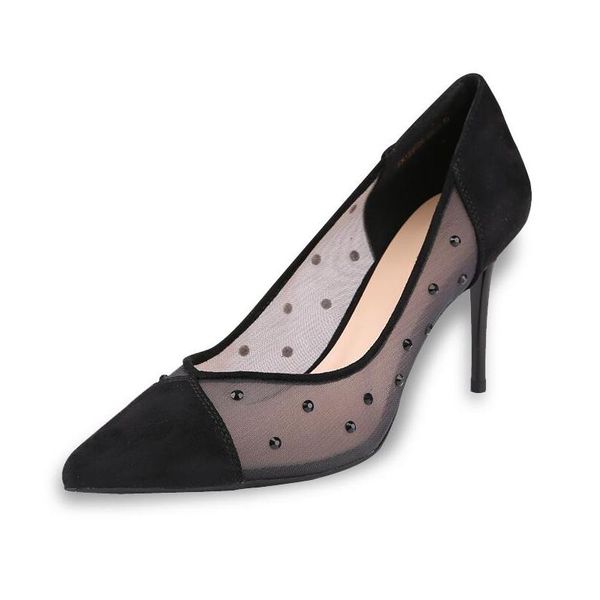 

dress shoes spring summer fashion rivets mesh 9 cm high heel women, Black