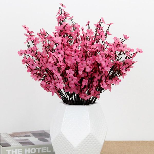 

decorative flowers & wreaths silk white cherry blossom artificial bouquet for wedding home room decoration babysbreath wholesale
