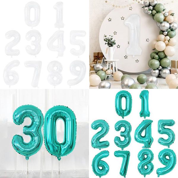 

party decoration large white aluminum foil balloon number 0 1 2 3 4 5 6 7 8 9 birthday baby shower wedding helium globos