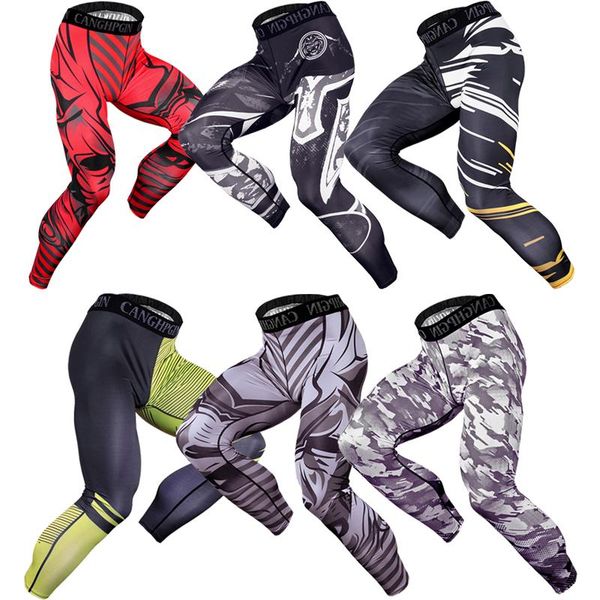 

men's running compression pants leggings sports tights fitness sportswear gym training tight hombre, Black;blue