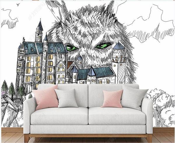 

3d wallpaper custom p mural fresh and cute castle illustration small animal children's room home decor in the living room wallpaper for