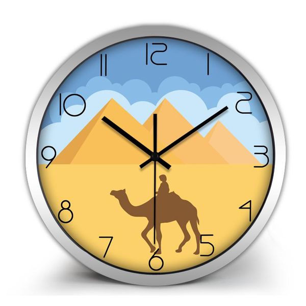 

wall clocks cartoon creative camel beach clock bedroom living room silent