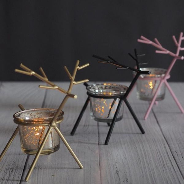

candle holders cute iron reindeer holder tealight table centerpieces christmas decoration po prop home bar cafe ornament