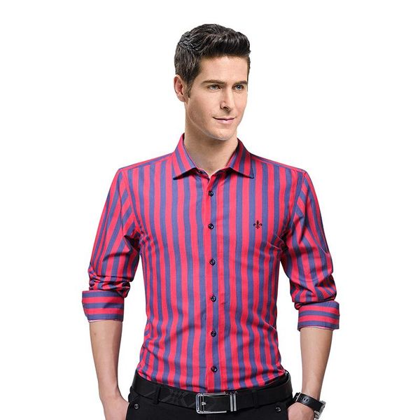 

men's casual shirts dudalinas fashion embroidery striped brand clothing mens long sleeve shirt 2021 slim fit -5xl men clothes, White;black
