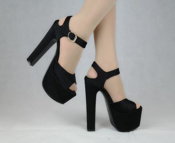 

listed fashion trend nightcb stage 14cm thick heel sandals, Black