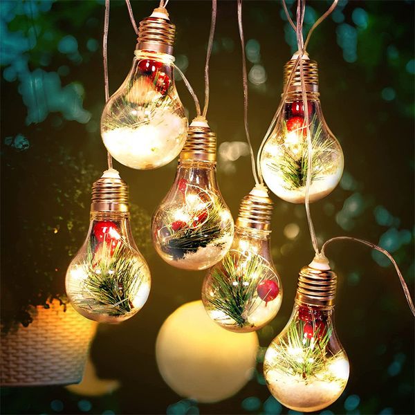 

LED Transparent Christmas Tree Ornament, Plastic Large Bulb Ball Home Decor, Birthday Gift, New Year Hanging Decoration for Xmas Party Indoor Lights