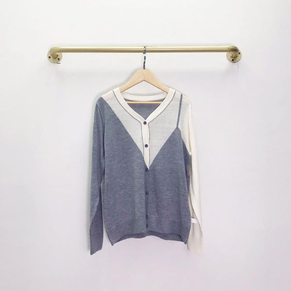 

women's knits & tees the 2021 color matching two knitting cardigan 0825, White