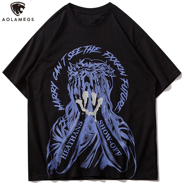 

men's polos aolamegs letter picture oversized printing t male shirt will see hipster high-street style shirts streetwear, White;black