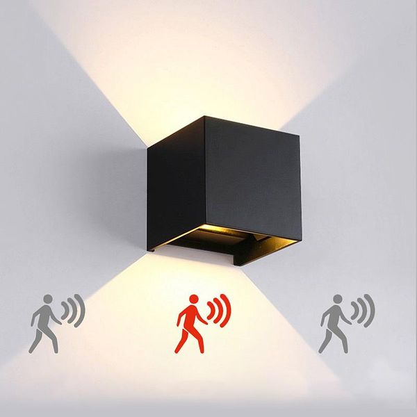 

outdoor wall lamps led light with motion sensor 12w up down ip65 exterior aluminum tempered glass home outside