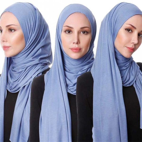 

scarves multicolor soft muslim headscarf instant stretch jersey scarf hijab islamic cotton foulard femme arab wrap, Blue;gray