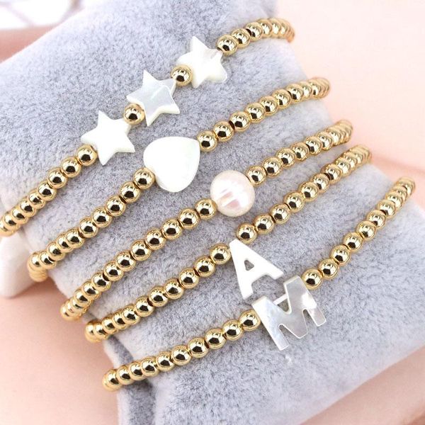 

charm bracelets 10pcs, heart and star for women bracelet gold beads chain letter shell lucky jewelry 2021 fashion gifts, Golden;silver