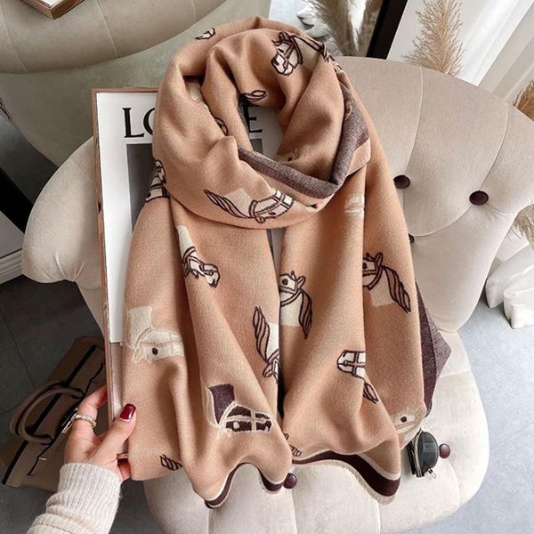

scarves fashion winter women scarf solid animal printing cashmere soft bandana wraps casual warm shawls ladies, Blue;gray