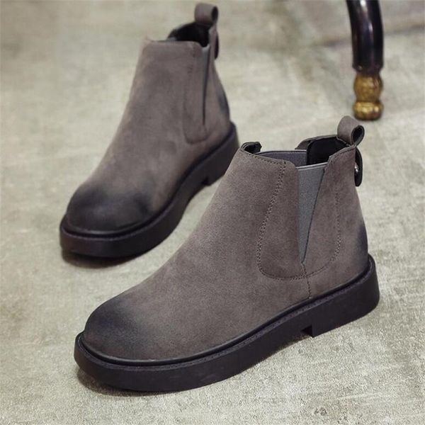 

boots fashion women's leather 2021 ankle for women winter low-heeled shoes zipper female student, Black