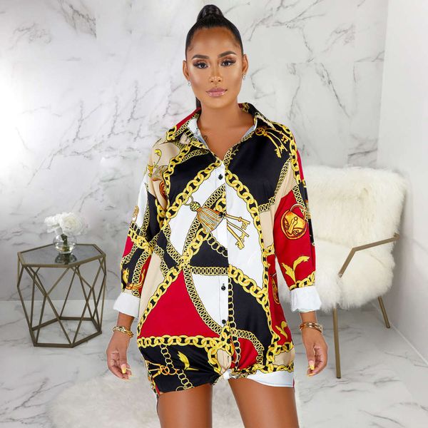 

2021 new2021 new 2019 multicolor women's dress fashion printed shirt, White