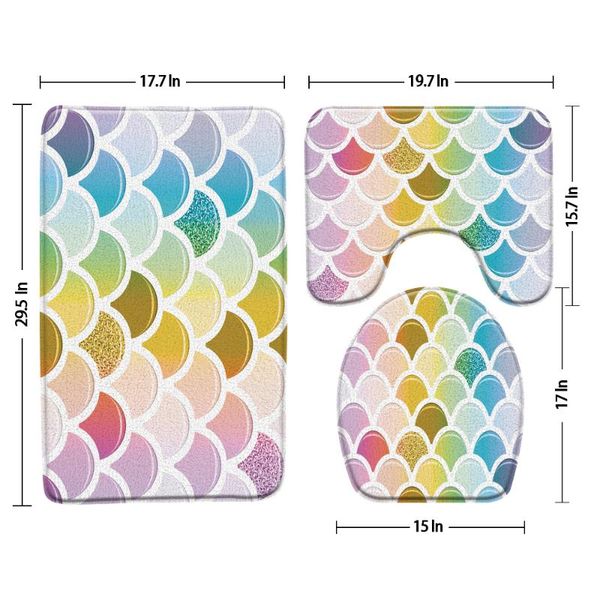 

bath mats colored fish scale sequins mat 3pcs set floor u-shaped pad bathroom rug carpet anti slip toilet cover products