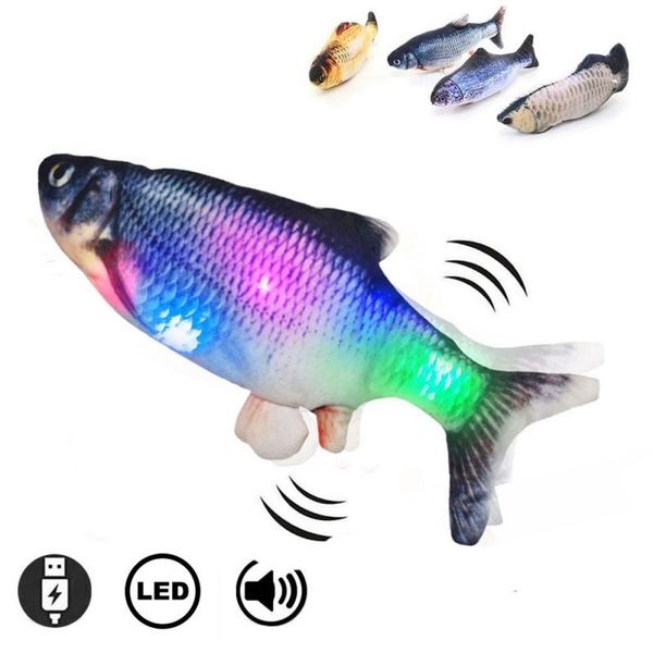 

cat toys 30cm electronic pet toy led electric usb charging simulation fish colorful glow + music swing supplies