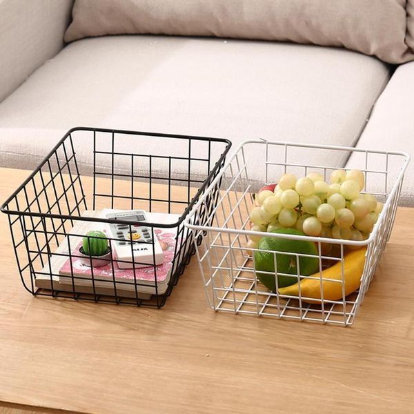 

storage baskets black / white iron basket deskbathroom dormitory sorting organizer shelf z1t1
