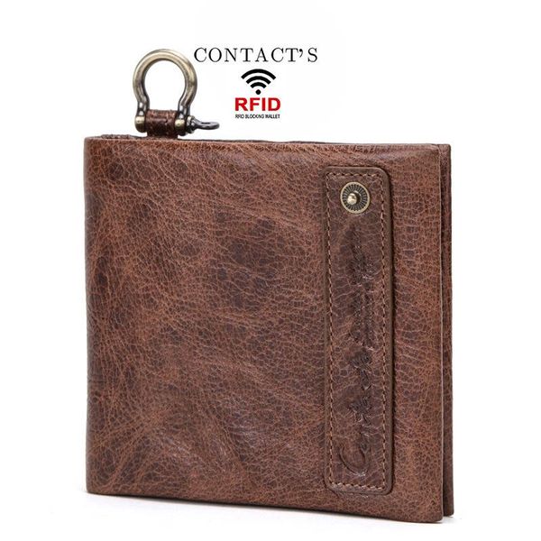 

men's wallet rfid anti-theft brushed leather multi-function two-fold retro card case wallets, Red;black