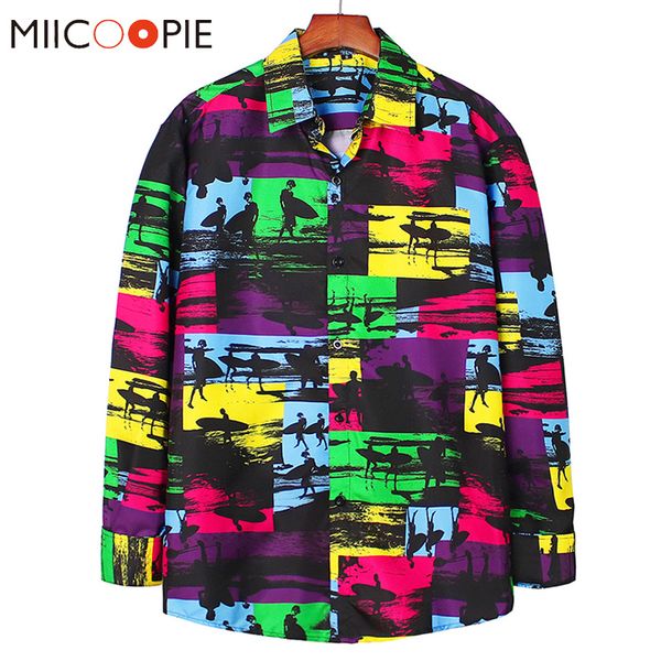 

korean clothes shirt men women 2020 casual plaid graffiti printed hip hop oversize shirts chemise streetwear, White;black