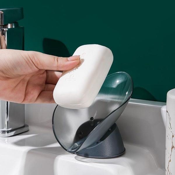 

hooks & rails non-slip bathroom soap holder dish leaf shape box storage plate tray case suction cup rack