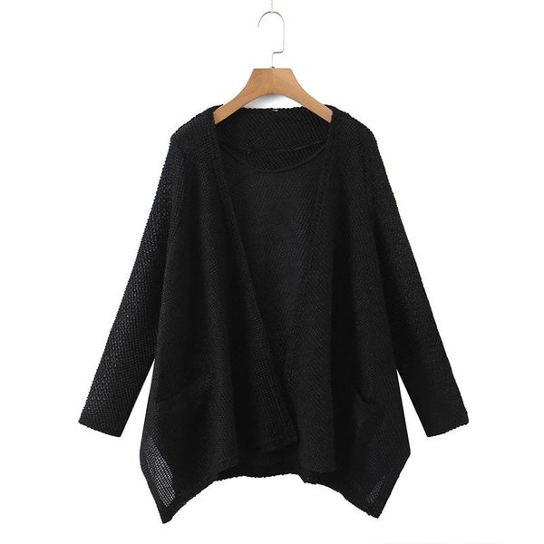 

women's knits & tees fashion autumn black sweater cardigan women v neck loose knit open stitch coat casual streetwear jacket, White