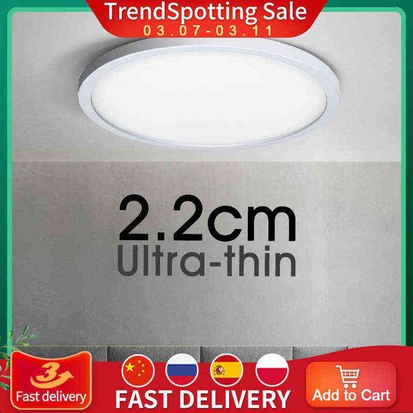 Lampada da soffitto a LED ultrasottile AC85V-265V 18W 24W 36W 48W Lampada da pannello moderna Montaggio superficiale per soggiorno Cucina Bagno W220307