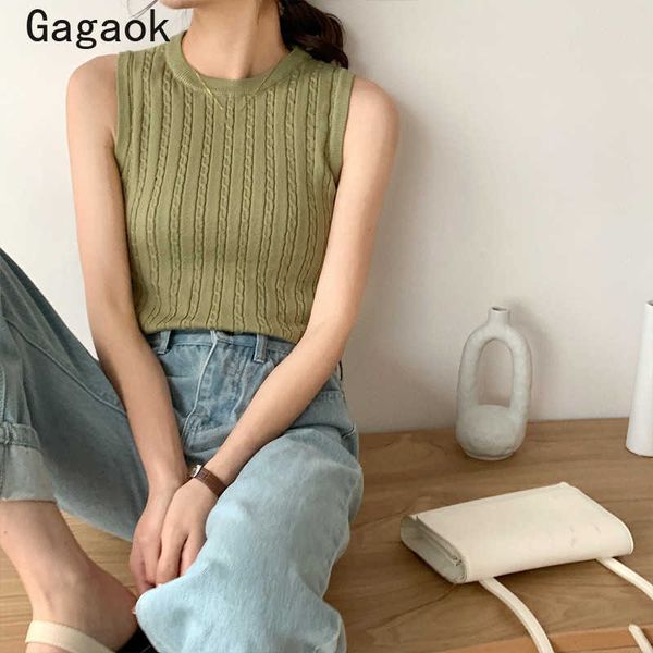 

sweater vests women spring autumn o-neck solid vintage basic knit slim korean fashion chic wild pullovers 210531, White