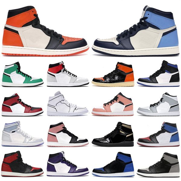 

1s jumpman 1 men women basketball shoes high og mid banned light smoke grey racer blue obsidian chicago mens trainers outdoor sneakers