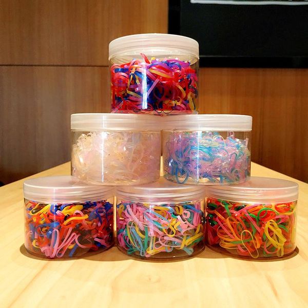

500pcs girls colorful hair rope small disposable ponytail holder rubber band scrunchies tie gum accessories, Slivery;white