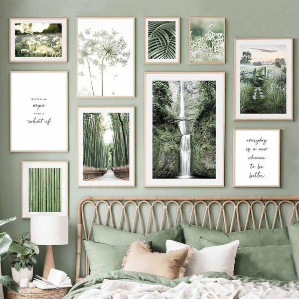 

paintings bamboo palm leaf dandelion waterfall wall art canvas painting nordic posters and prints pictures for living room home decor