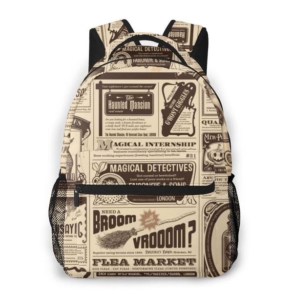 

backpack vintage spapers casual daypack travel school bag with pockets for college student boys girls