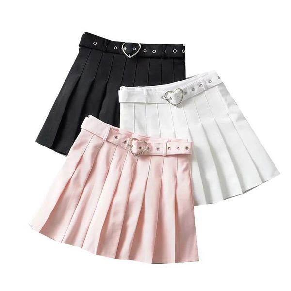 

sweet mini harajuku womens skirt high waist pleated summer casual a line ladies girls skirts cute sailor solid, Black