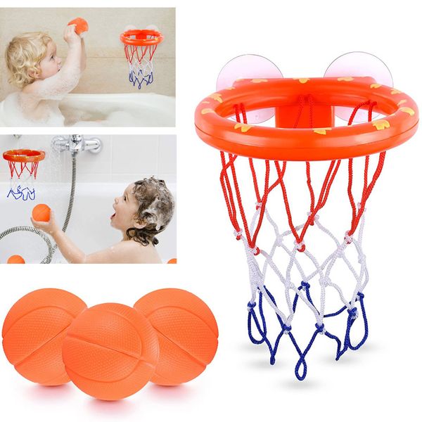 Toptan 50 adet Toddler Çekim Sepeti Küvet Su Oynamak Set Bebek Banyo Oyuncakları Kız Çocuk Ile 3 Mini Plastik Basketbollar Komik Duş