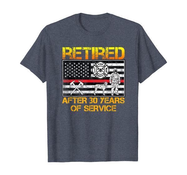 

retired firefighter 30 years of service retirement gift tee, White;black