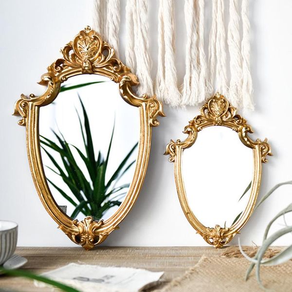 

mirrors 1pc exquisite makeup mirror hanging vintage bathroom gifts for woman lady old golden embossed hollow l/m