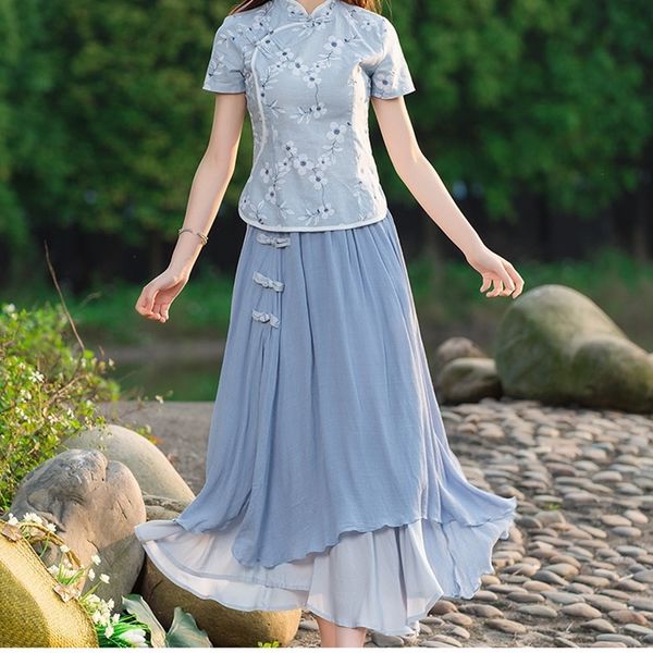 

ethnic boho skirts long for women linen cotton elastic waist pleated maxi skirts faldas saia vintage summer skirts 2021 10191, Red