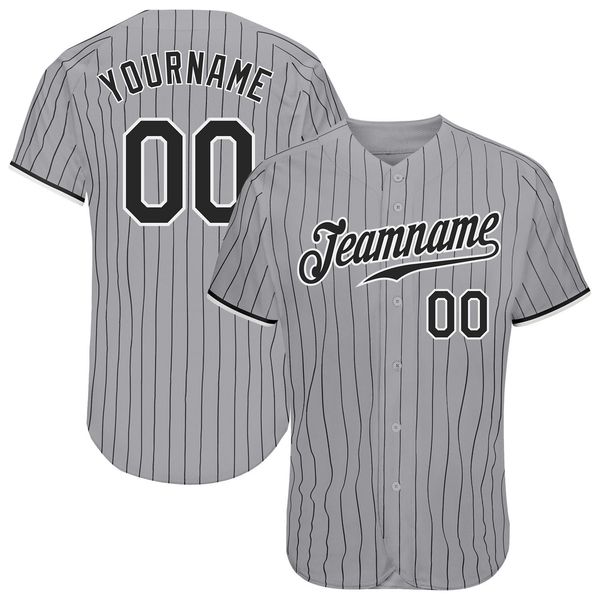 

custom gray black pinstripe black-white authentic baseball jersey, Blue;black