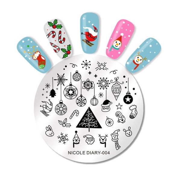 

nail art kits christmas printing board manicure round steel plate painted stamp-pad ink template snowflake set