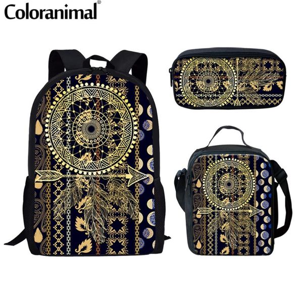 

backpack coloranimal pretty tribal dreamcatcher printed women men book bag casual 3pcs schoolbags orthopedic rucksack mochilas