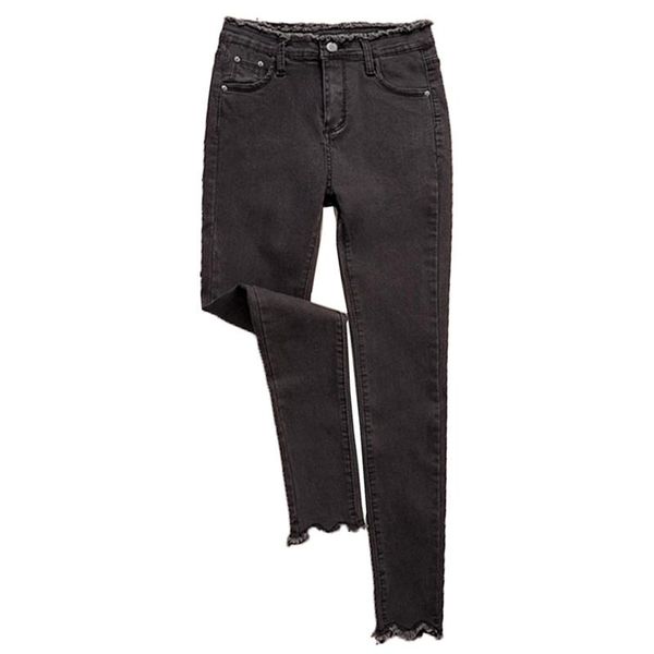 

jeans large size 4xl women's spring summer basic paragraph pants slim tight wild cotton autumn female b50, Blue