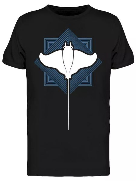 

stingray fish line square tee men's -image by shutterstock, White;black