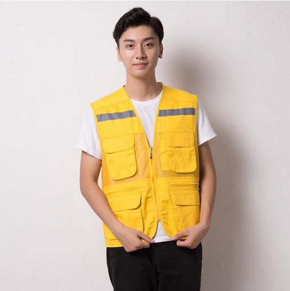 

wh w001# mesh multi-pocket reflective vest96494487856646556, Black