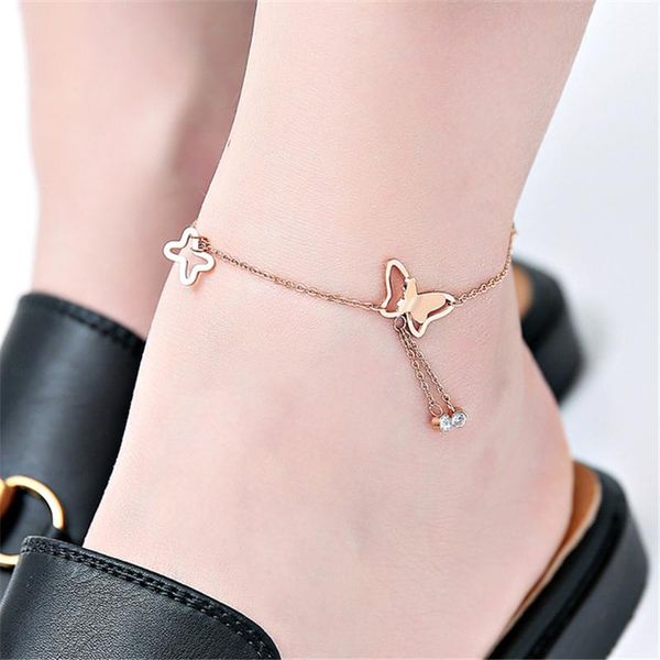 

anklets bohemian women's leg chain tassel butterfly anklet retro foot jewelry accessory gift, Red;blue