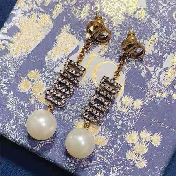 

special offer designer jewelry new letter pearl long 925 silver needle women's earrings c8ry